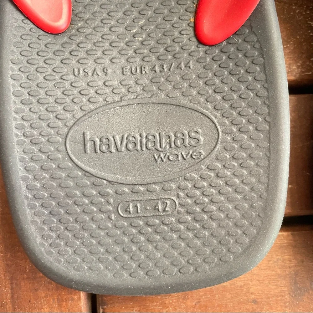 Havaianas Brasil Men’s Size 9 Black/Red Sandal Flip‎ Flops